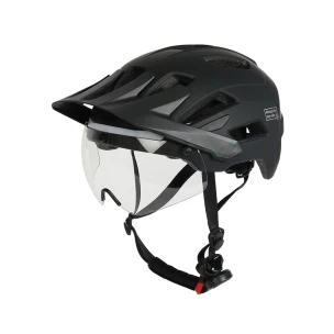 Fahrradhelm mit LED-Front- und Rücklicht, Blinkern und Doppelvisier
