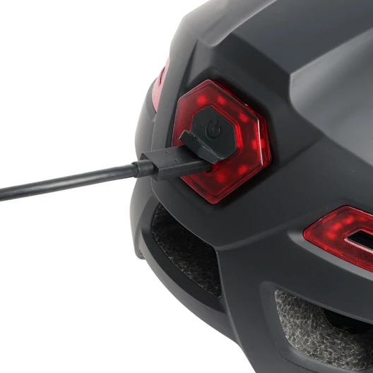 Casco da bicicletta con luci anteriori e posteriori LED, indicatori di direzione e doppia visiera
