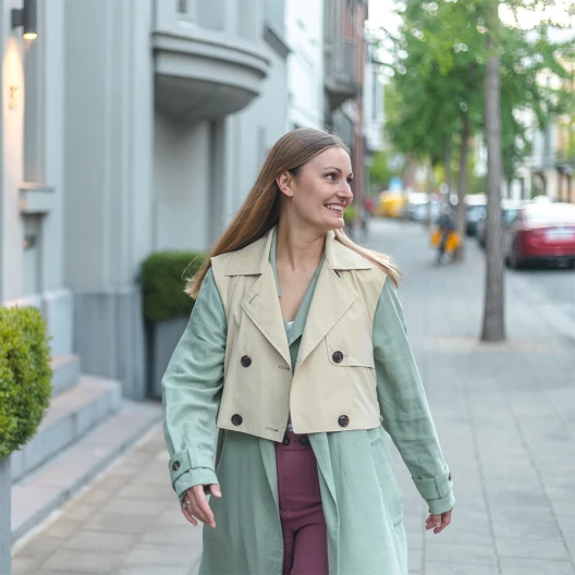GoFluo Trench Beige Reflektierender Trench
