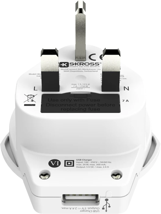 Skross Adapter World to UK, HK, Singapore, Middle East mit USB