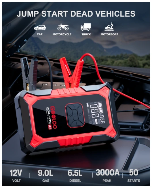 Gooloo A3 Jump Starter und Luftkompressor