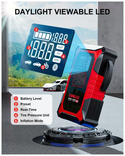 Gooloo A3 Jump Starter und Luftkompressor