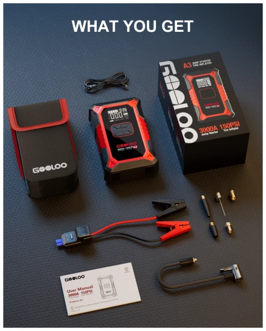 Gooloo A3 Jump Starter und Luftkompressor