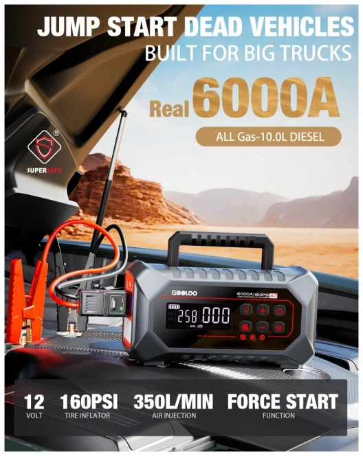 Gooloo A7 Jump Starter und Luftkompressor