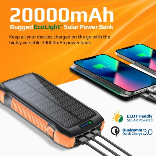 ProMate Solar Powerbank 20000 mAh Qi Kabellos